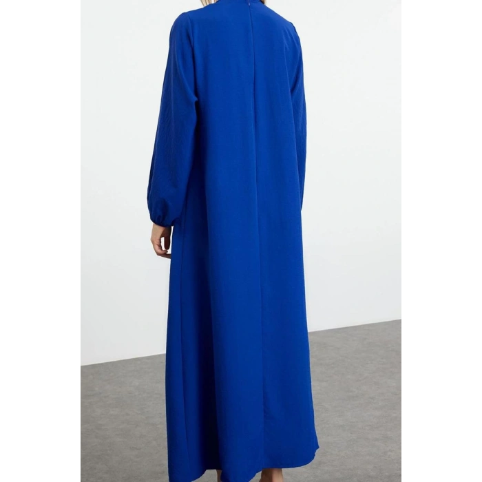 Fashion Style Relaxed Crew Neck Maxi Length Hijab Comfortable Cut Balloon Sleeve Aerobin Woven Dress