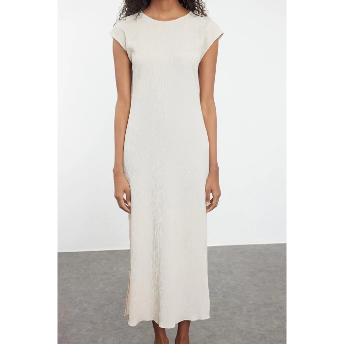 Fashion Style Regular Crew Neck Maxi Length Hijab Crepe Woven Undershirt Lining Dress
