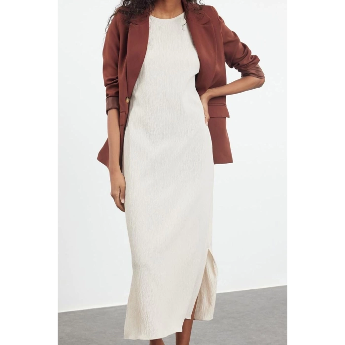 Fashion Style Regular Crew Neck Maxi Length Hijab Crepe Woven Undershirt Lining Dress