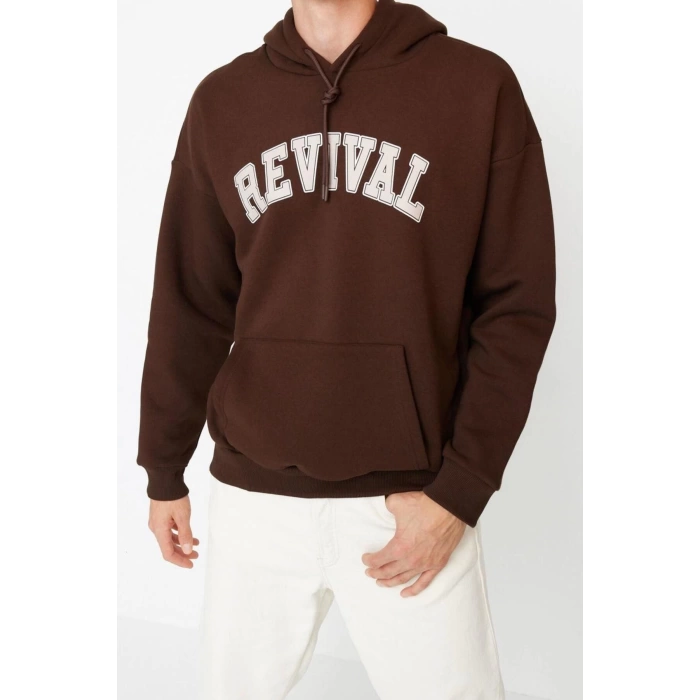 Unisex Tarz Oversize Kapüşonlu Standart Kol Regular Geniş Kesim İçi Polar Sıcak Tutan Sweatshirt