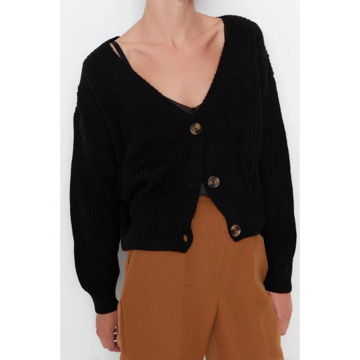 Womens Modern Style Oversize V Neck Regular Knitted Cardigan
