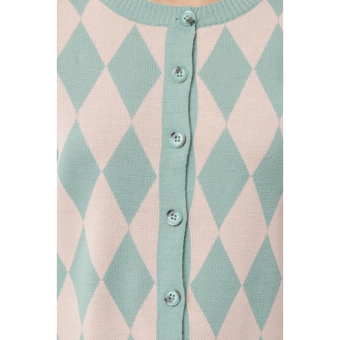 Womens Modern Style Slim Crew Neck Crop Knitwear Cardigan