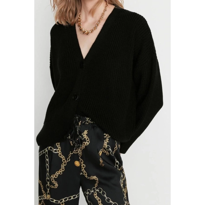 Kadın Modern Tarz Oversize V Yaka Regular Triko Hırka