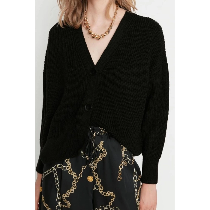 Kadın Modern Tarz Oversize V Yaka Regular Triko Hırka
