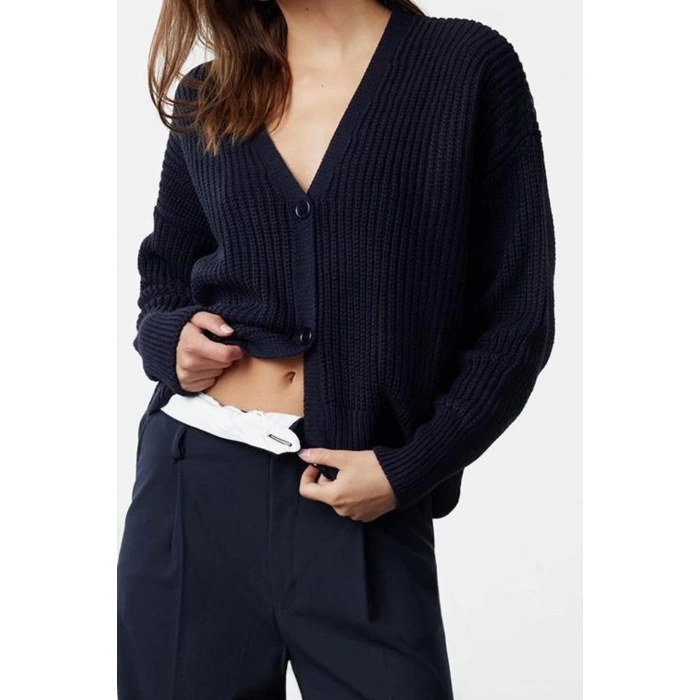 Kadın Modern Tarz Oversize V Yaka Regular Triko Hırka