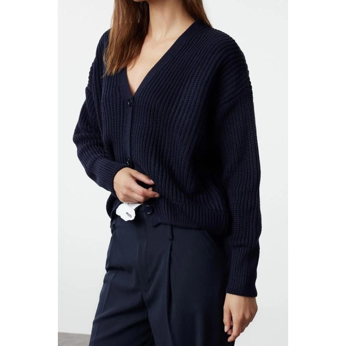 Kadın Modern Tarz Oversize V Yaka Regular Triko Hırka