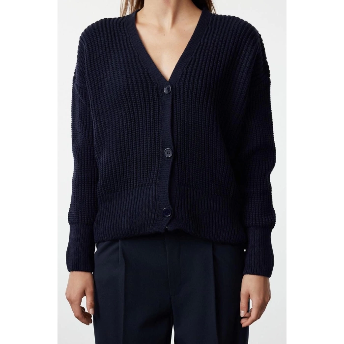 Kadın Modern Tarz Oversize V Yaka Regular Triko Hırka