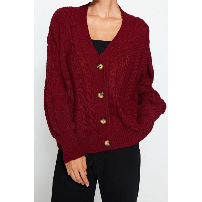 Womens Modern Style Oversize V Neck Regular Knitted Cardigan