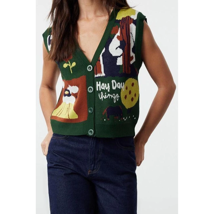 Womens Modern Style Regular V Neck Regular Knit Vest