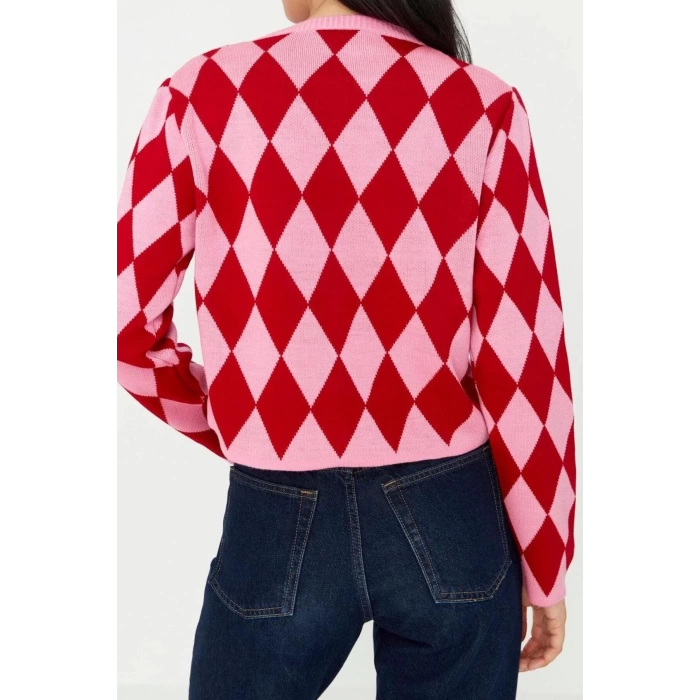 Womens Modern Style Slim Crew Neck Crop Knitwear Cardigan