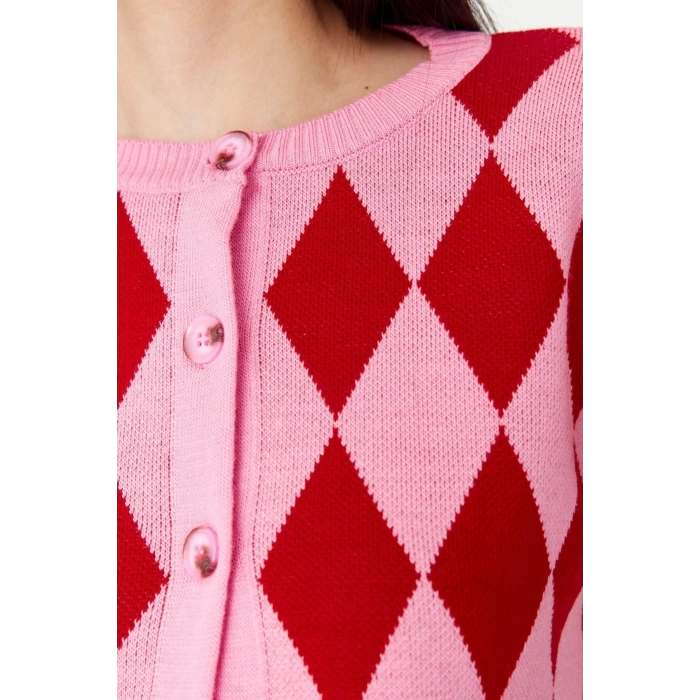Womens Modern Style Slim Crew Neck Crop Knitwear Cardigan