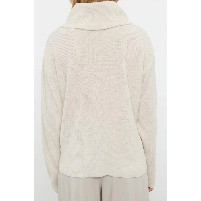 Womens Modern Style Oversize Stand Collar Regular Knitwear Cardigan