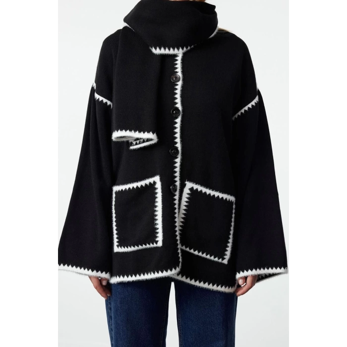 Womens Modern Style Oversize Crew Neck Midi Knitwear Cardigan