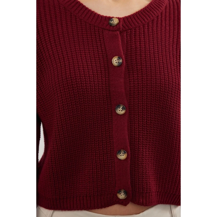 Womens Modern Style Regular Crew Neck Crop Knitwear Cardigan