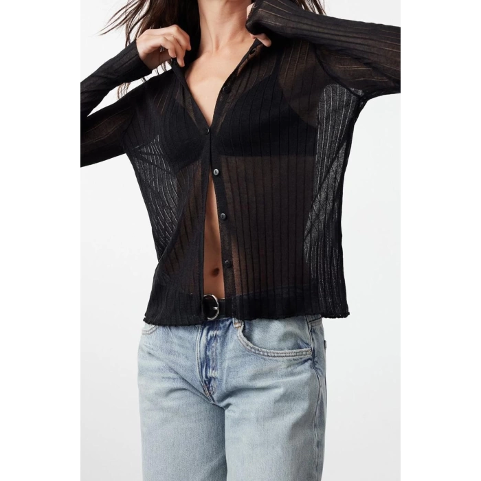 Womens Modern Style Slim Polo Collar Regular Knitwear Cardigan