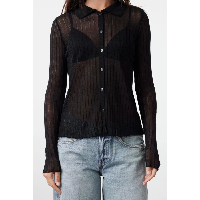 Womens Modern Style Slim Polo Collar Regular Knitwear Cardigan