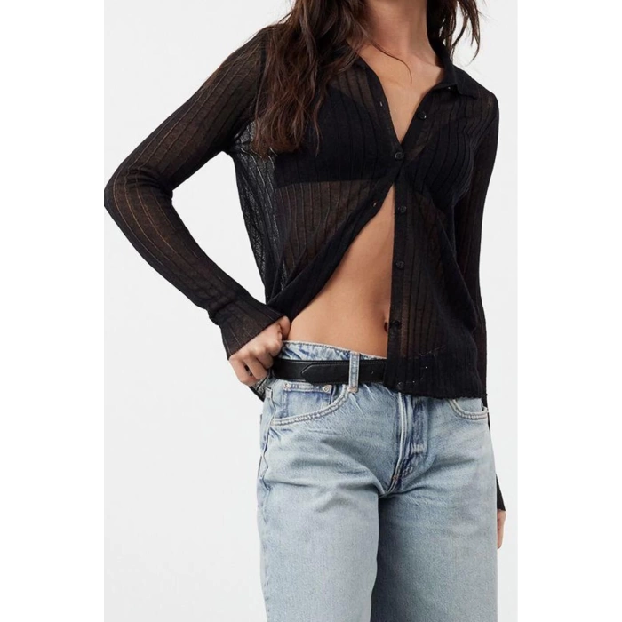 Womens Modern Style Slim Polo Collar Regular Knitwear Cardigan
