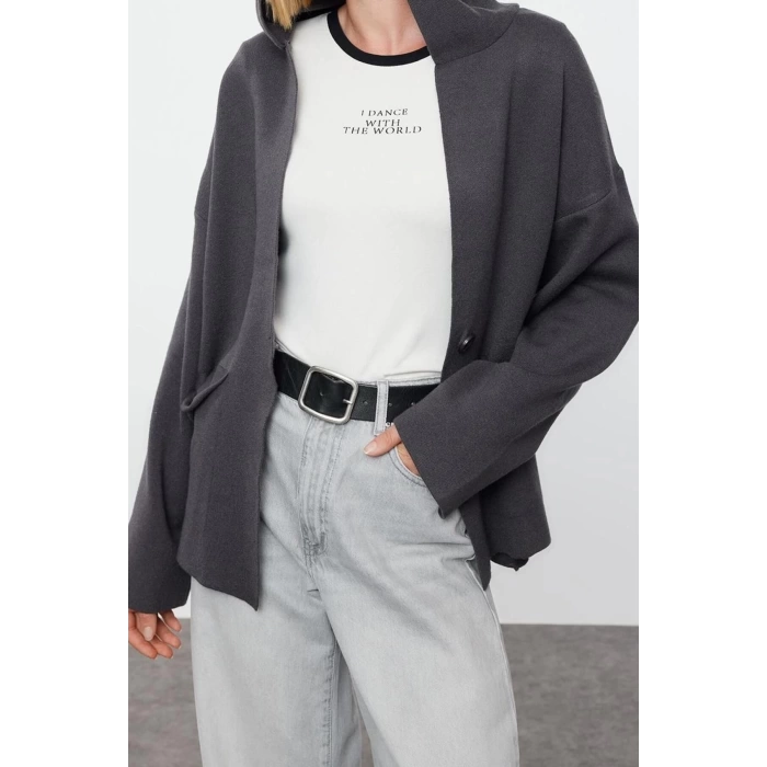 Womens Modern Style Regular Hooded Midi Knitted Cardigan