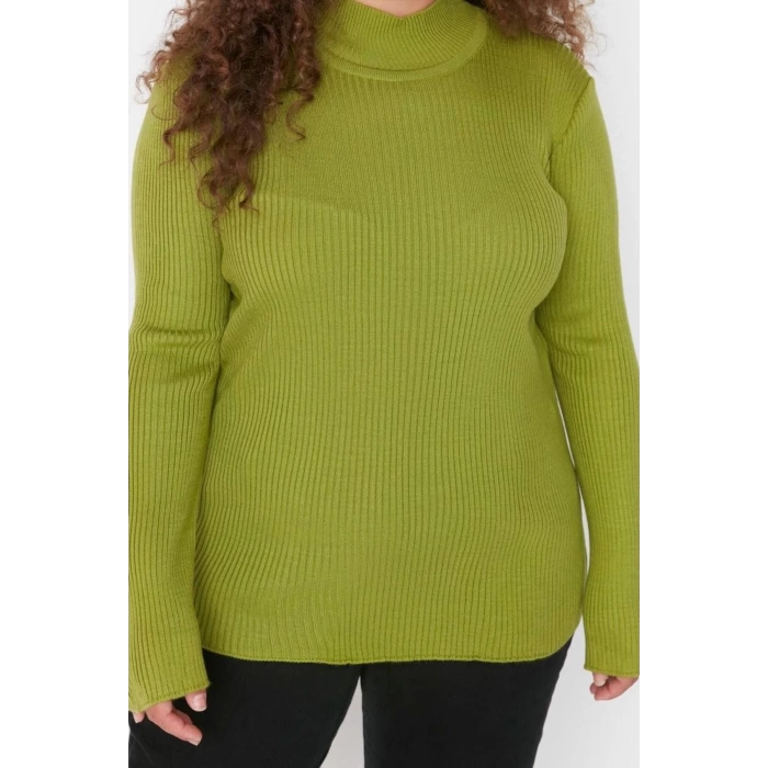 Plus Size Women Modern Style Comfortable Long Half Turtleneck Plain Sleeve Regular Knitwear Sweater