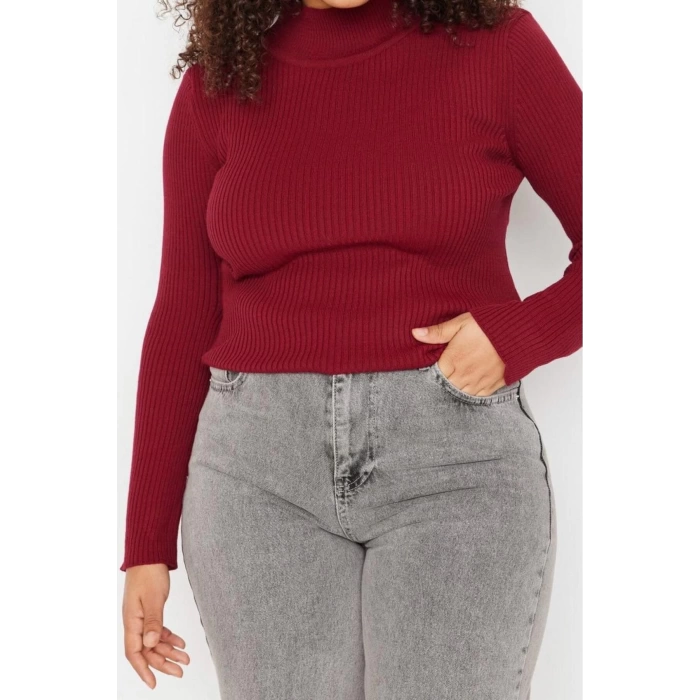 Plus Size Women Modern Style Comfortable Long Half Turtleneck Plain Sleeve Regular Knitwear Sweater