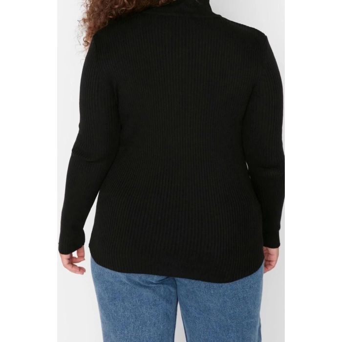Plus Size Women Modern Style Comfortable Long Half Turtleneck Plain Sleeve Regular Knitwear Sweater