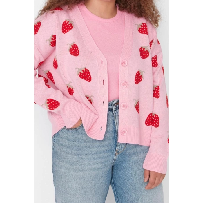 Plus Size Women Modern Style Comfortable Long V Neck Geometric Sleeve Regular Knitwear Cardigan