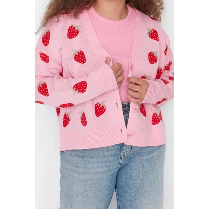 Plus Size Women Modern Style Comfortable Long V Neck Geometric Sleeve Regular Knitwear Cardigan