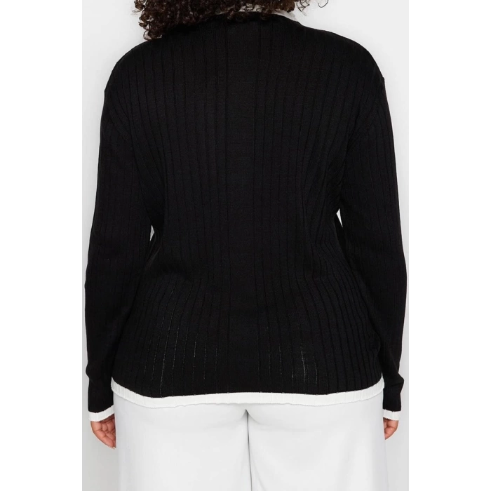 Plus Size Women Modern Style Comfortable Long Stand Collar Plain Sleeve Regular Knitwear Sweater