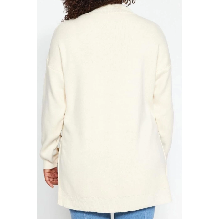 Plus Size Women Modern Style Casual Long Turtleneck Plain Sleeve Long Knitwear Sweater
