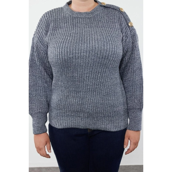 Plus Size Women Modern Style Comfortable Long Crew Neck Plain Sleeve Regular Knitwear Sweater