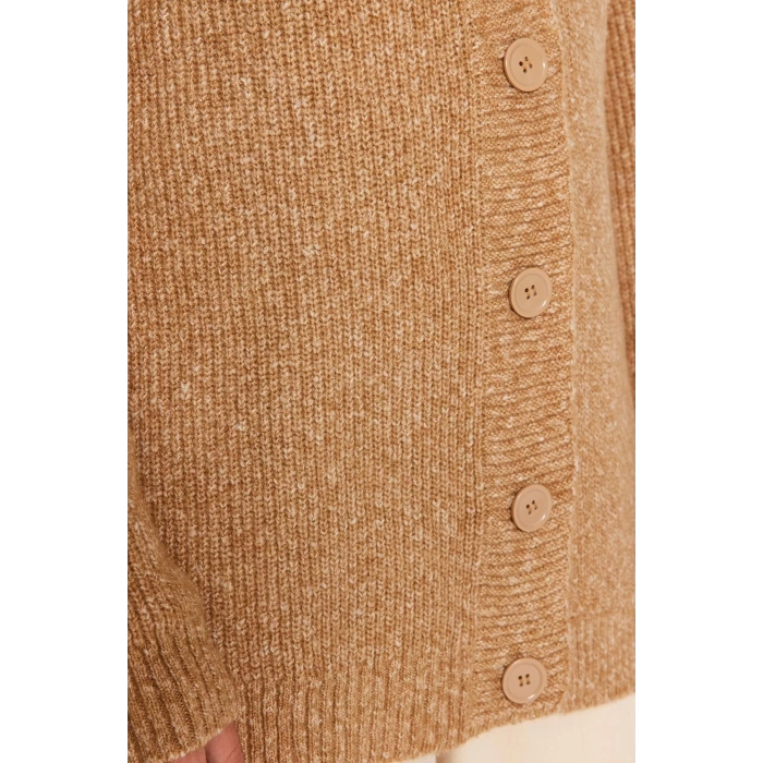 Womens Modern Style Comfortable Long V Neck Plain Sleeve Regular Knitwear Cardigan
