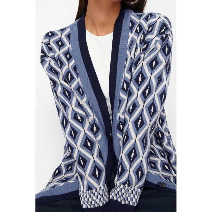 Womens Modern Style Comfortable Long V Neck Geometric Sleeve Regular Knitwear Cardigan