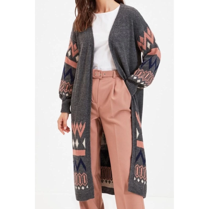 Womens Modern Style Casual Long V Neck Ethnic Sleeve Long Knitwear Cardigan