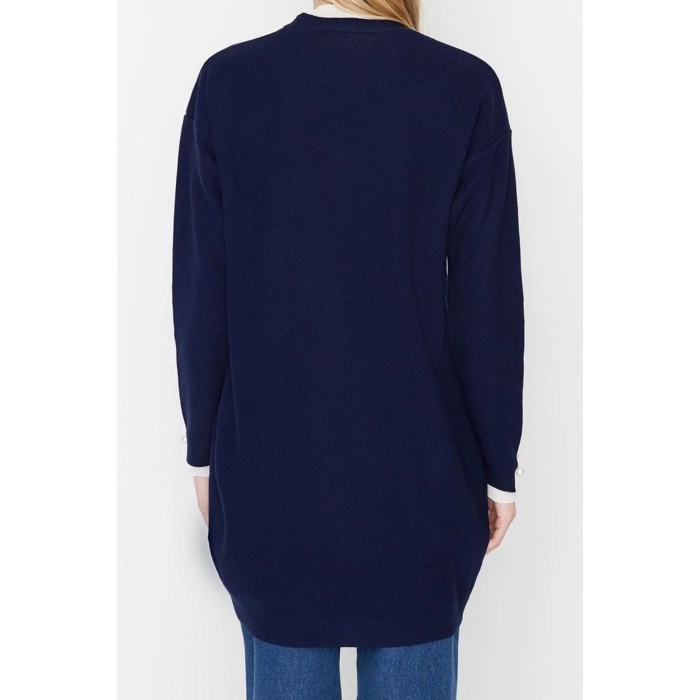 Womens Modern Style Casual Long Crew Neck Plain Sleeve Midi Knit Sweater