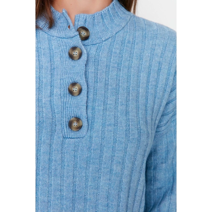 Womens Modern Style Casual Long Button Down Collar Plain Sleeve Regular Knit Sweater