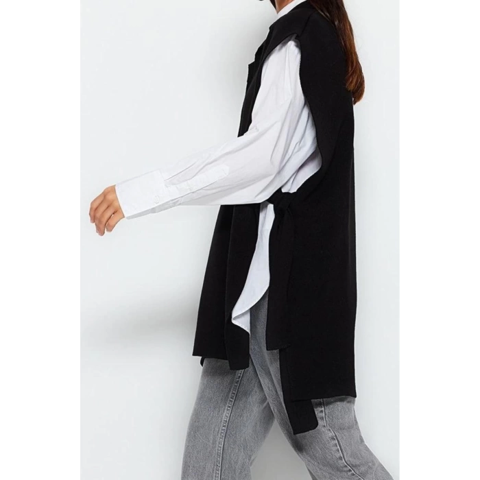 Womens Modern Style Casual Long V Neck Plain Sleeve Midi Knit Sweater