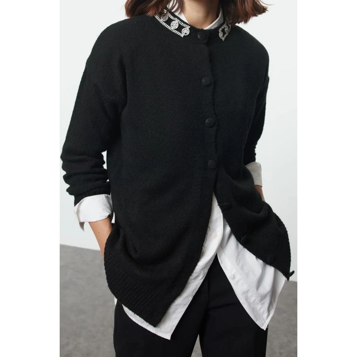Womens Modern Style Casual Long Crew Neck Plain Sleeve Regular Knitwear Cardigan