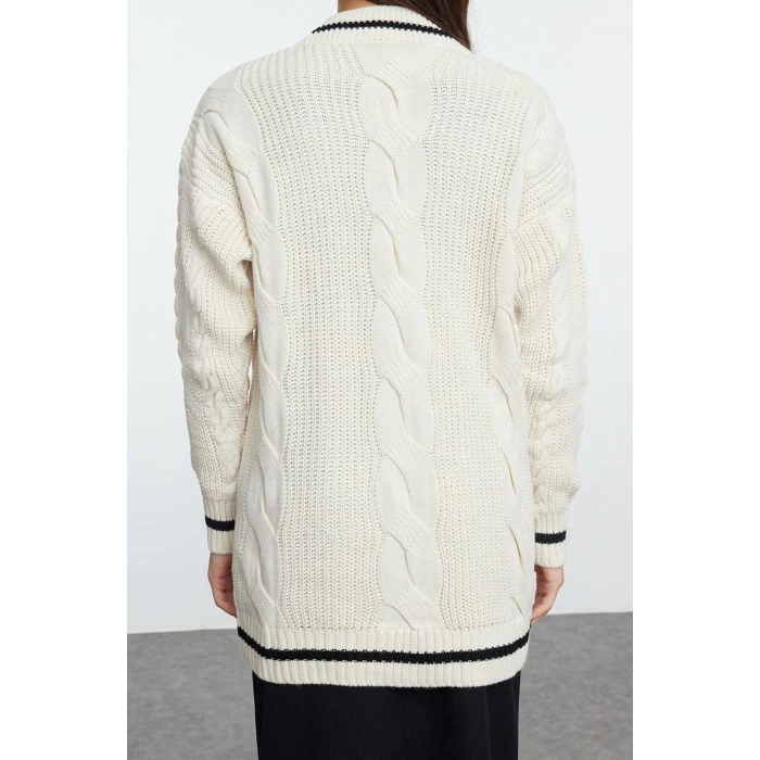 Women Modern Style Casual Long V Neck Hair Knit Sleeve Regular Knitwear Cardigan