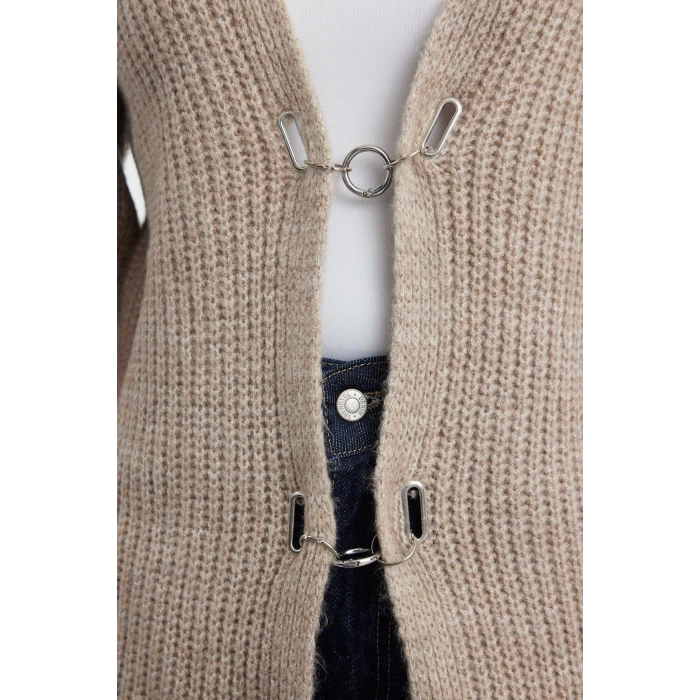 Womens Modern Style Comfortable Long V Neck Plain Sleeve Regular Knitwear Cardigan