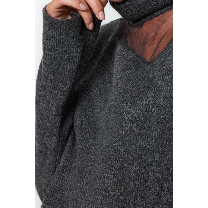 Womens Modern Style Casual Long Turtleneck Plain Sleeve Regular Knit Sweater