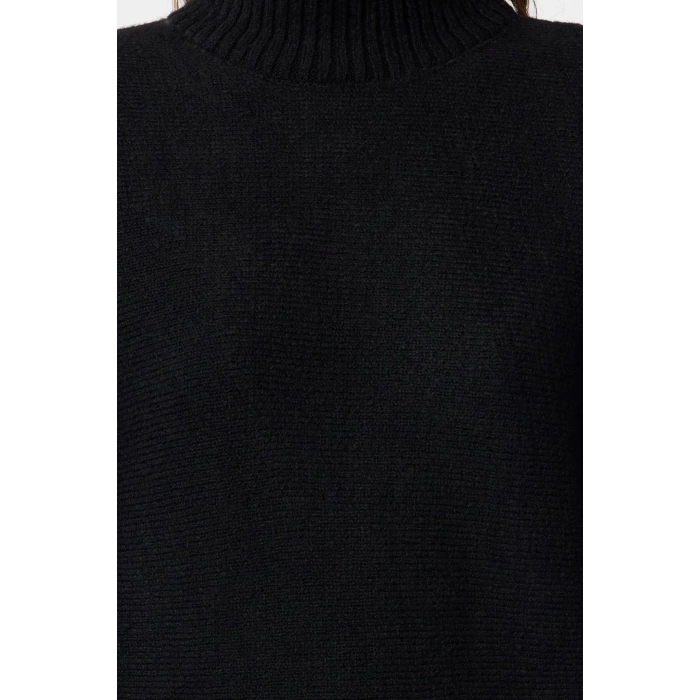 Womens Modern Style Comfortable Long Stand Collar Plain Sleeve Regular Knitwear Sweater