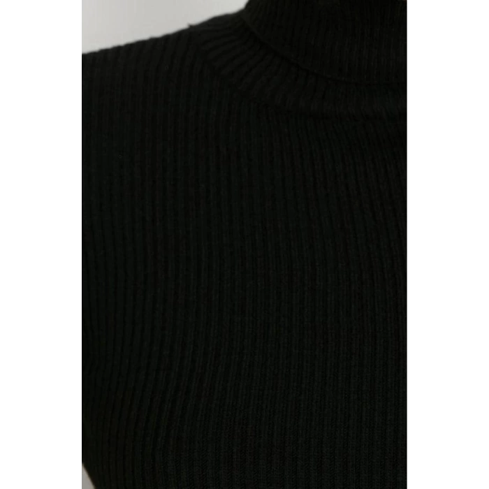 Womens Modern Style Casual Long Turtleneck Plain Sleeve Regular Knit Sweater