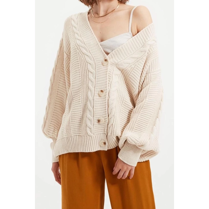 Women Modern Style Casual Long V Neck Hair Knit Sleeve Regular Knitwear Cardigan