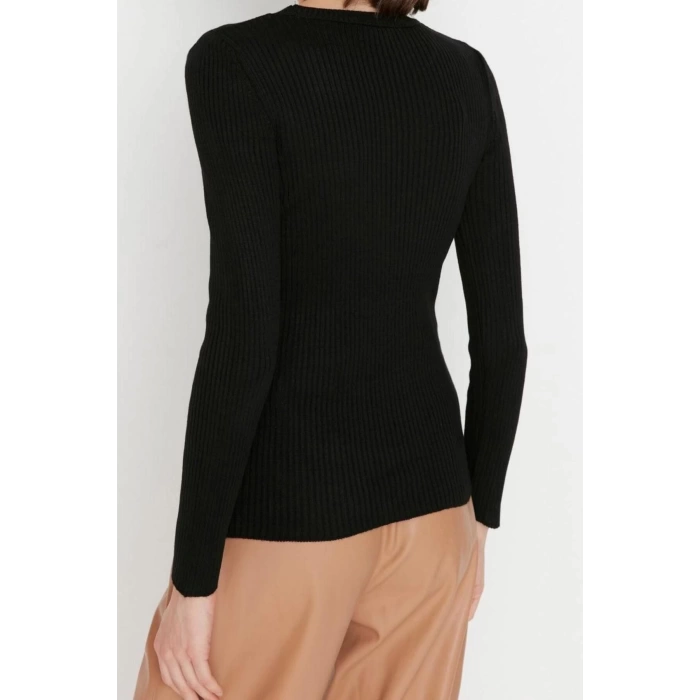 Womens Modern Style Comfortable Long Crew Neck Plain Sleeve Regular Knitwear Sweater