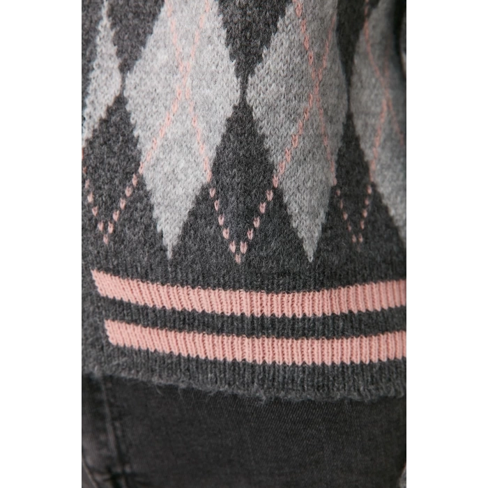 Womens Modern Style Comfortable Long V Neck Diamond Sleeve Regular Knitwear Cardigan