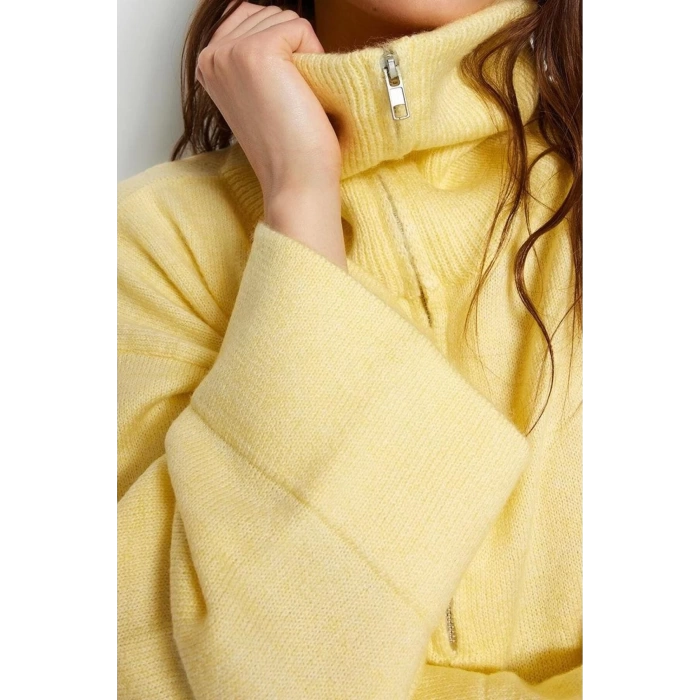 Womens Modern Style Comfortable Long Stand Collar Plain Sleeve Regular Knitwear Sweater