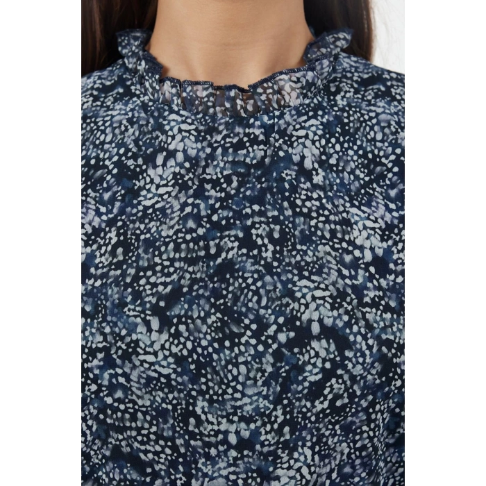 Fashion Style Regular Stand Collar Mini Length Plain Waist Opening Gathered Lined Woven Winter Dress