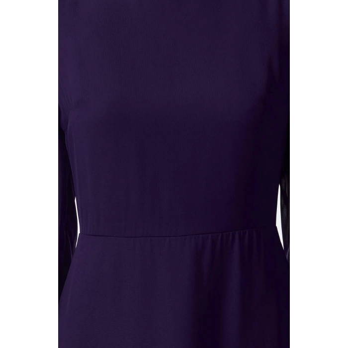 Fashion Style Regular Stand Collar Midi Length Plain Woven Winter Dress