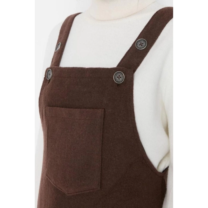 Fashion Style Regular Square Collar Mini Length Vest Woven Dress