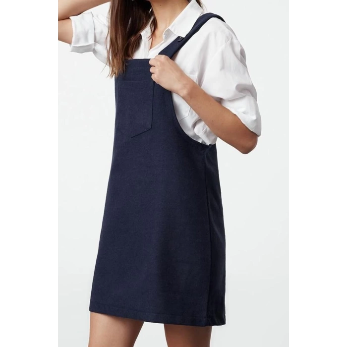 Fashion Style Regular Square Collar Mini Length Vest Woven Dress